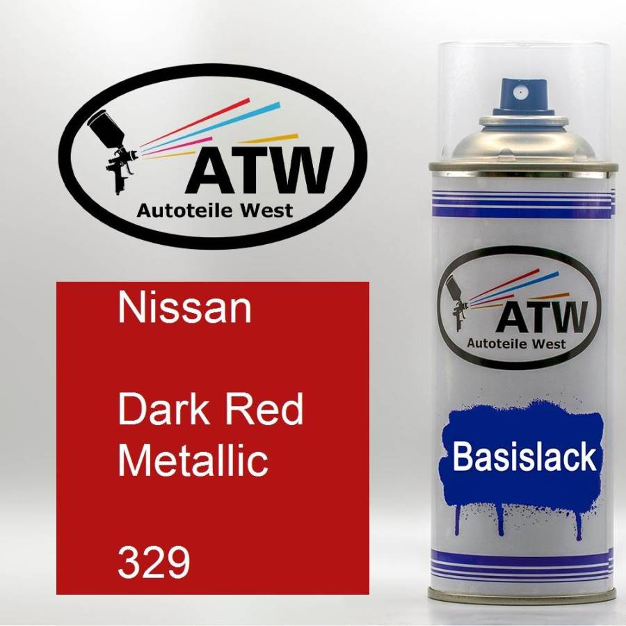 Nissan, Dark Red Metallic, 329: 400ml Sprühdose, von ATW Autoteile West.